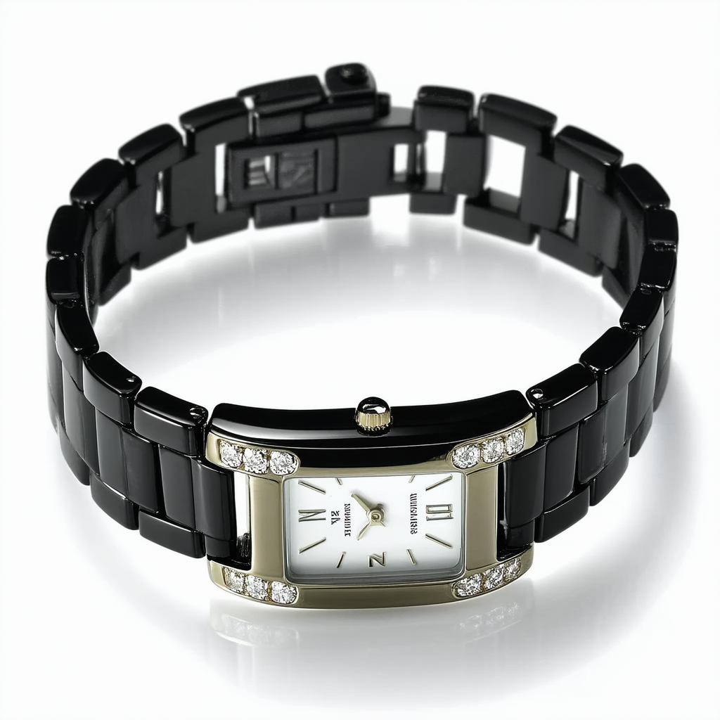Anne Klein Women's AK/1464BKGB Diamond-Accented Black Ceramic Bracelet Watch