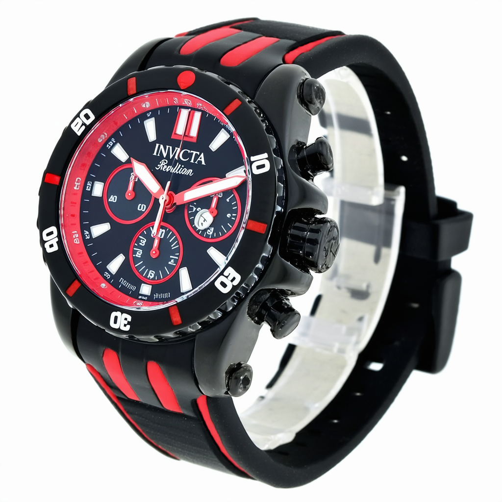 Invicta Men's 0313 Lupah Revolution Chronograph Black and Red Dial Watch
