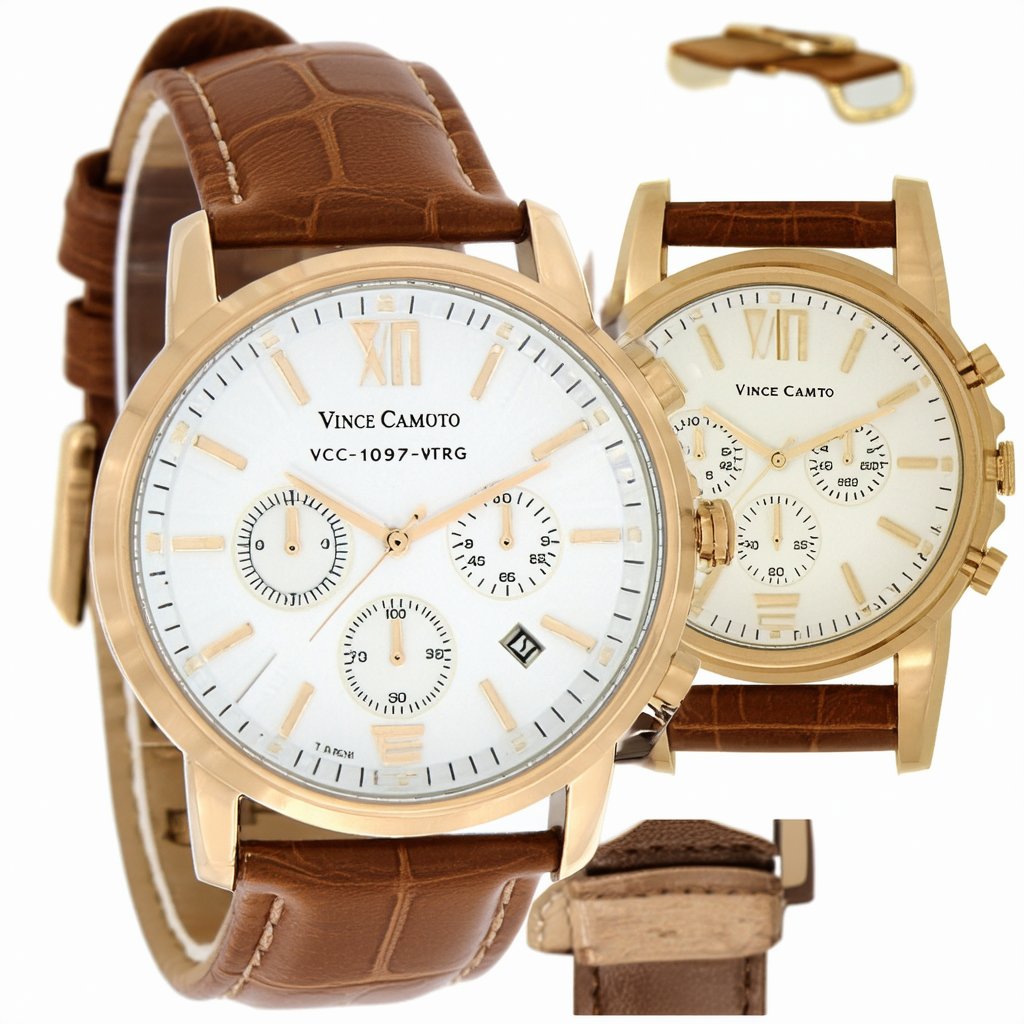 Vince Camuto Men's VC/1097WTRG Multi-Function Tan Leather Strap Watch