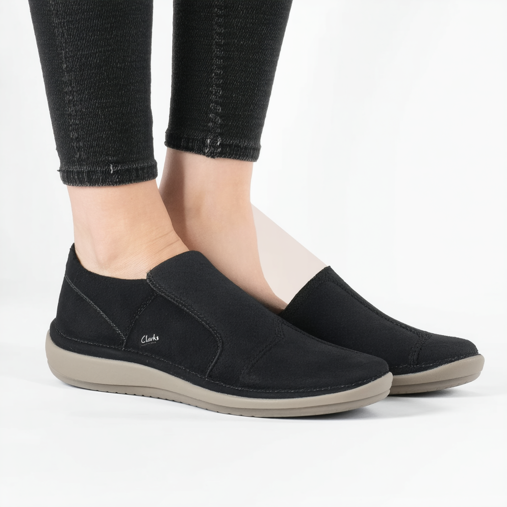 Clarks Women's Sillian Stork Casual Slip On Shoe Black