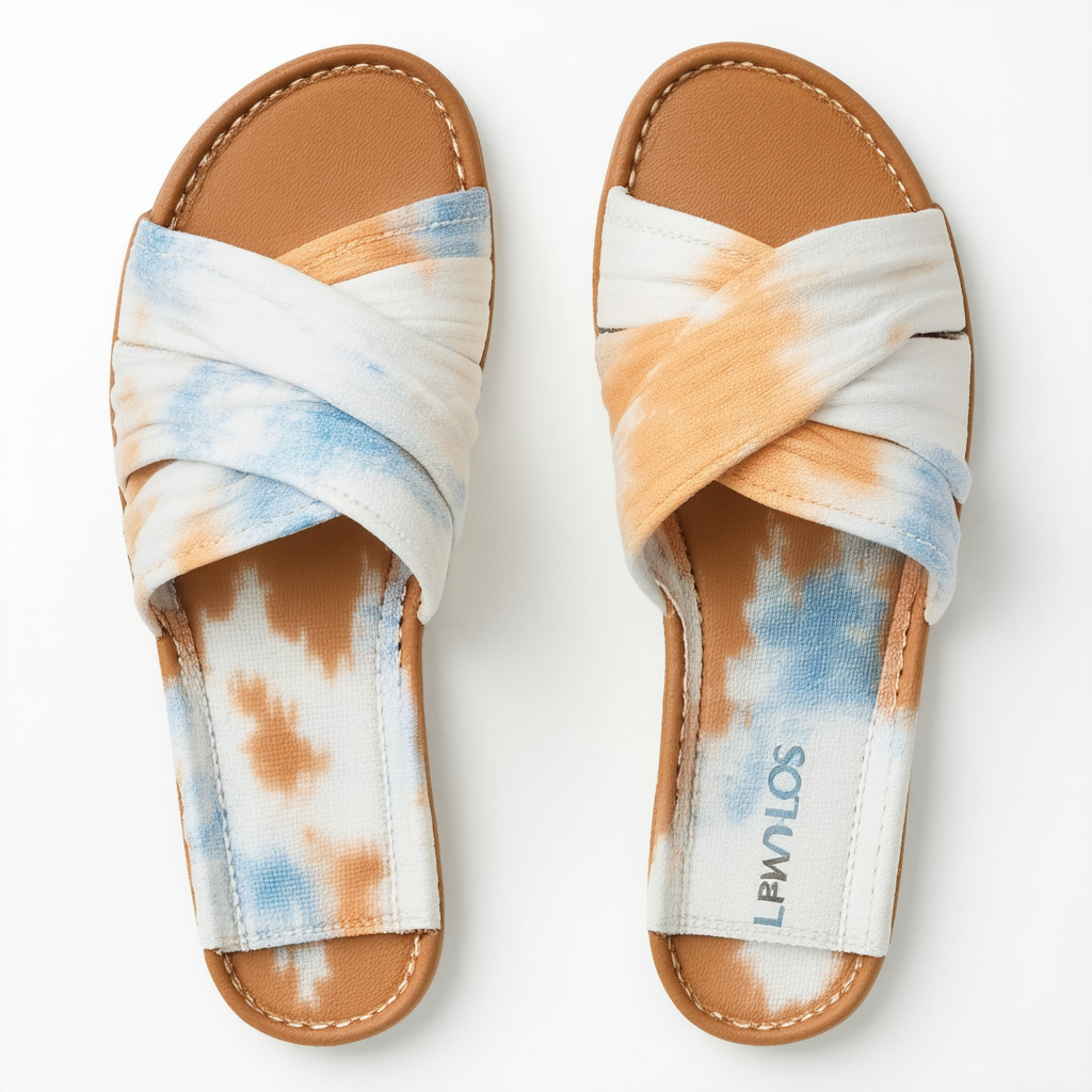 TOMS Womens Viv Tie-Dye Flat Casual Sandals Casual - Off White