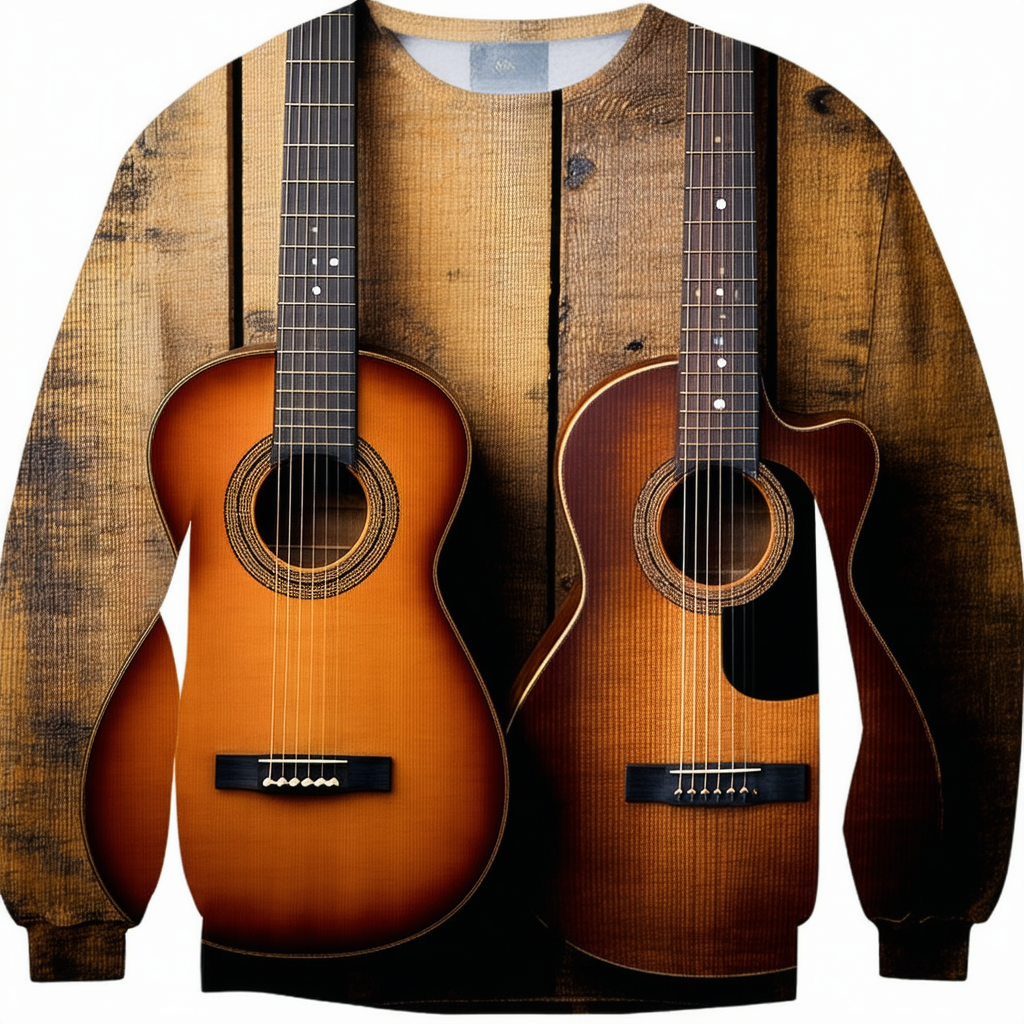 CafePress Old and Worn Acoustic Guitars Yin Long Sleeve T