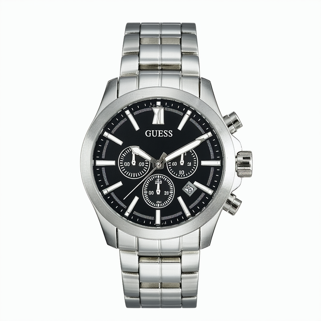 GUESS Brushed Silver-Tone Bold Sport Chronograph Men's Watch #U0037G1