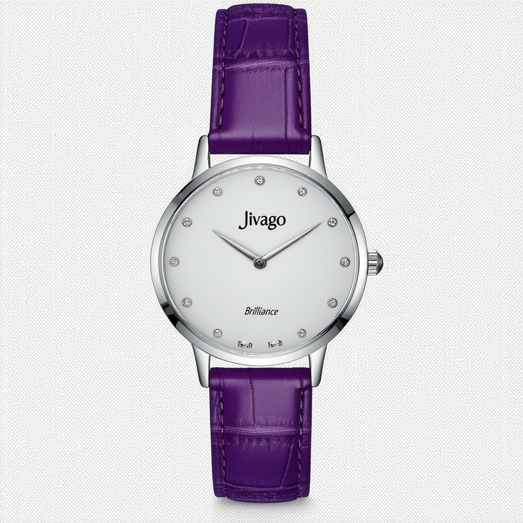 Jivago Women's JV3412 "Brilliance" Stainless Steel Watch with Purple Leather Band