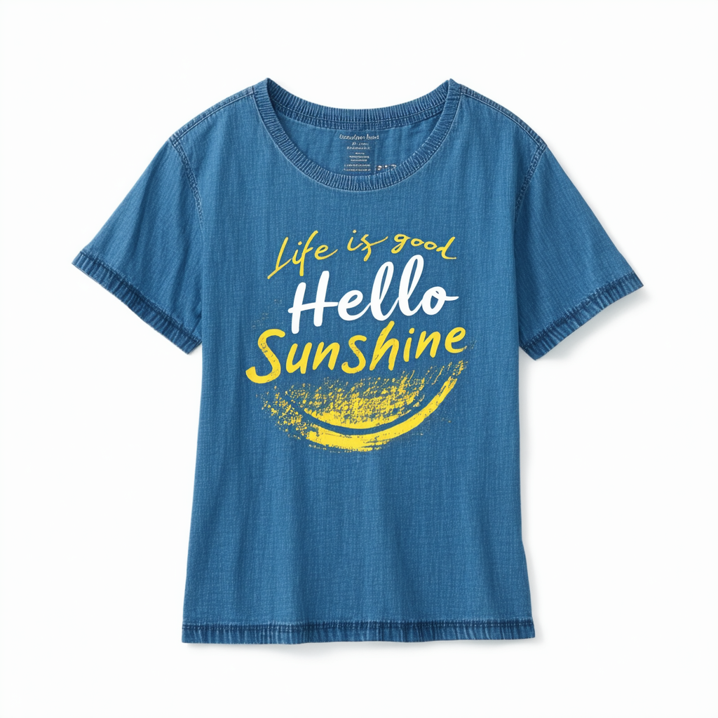 Life is Good Crusher Scoop Hello Sunshine T-Shirt, Denim Blue