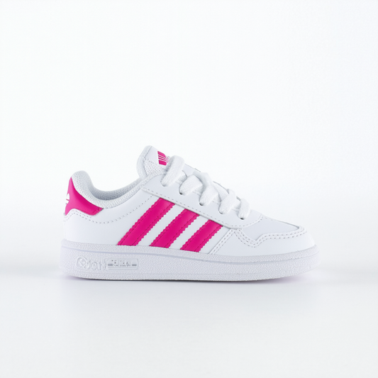 adidas Kid's Grand Court Shoe, White/Real Pink/White, 6.5K M US Toddler