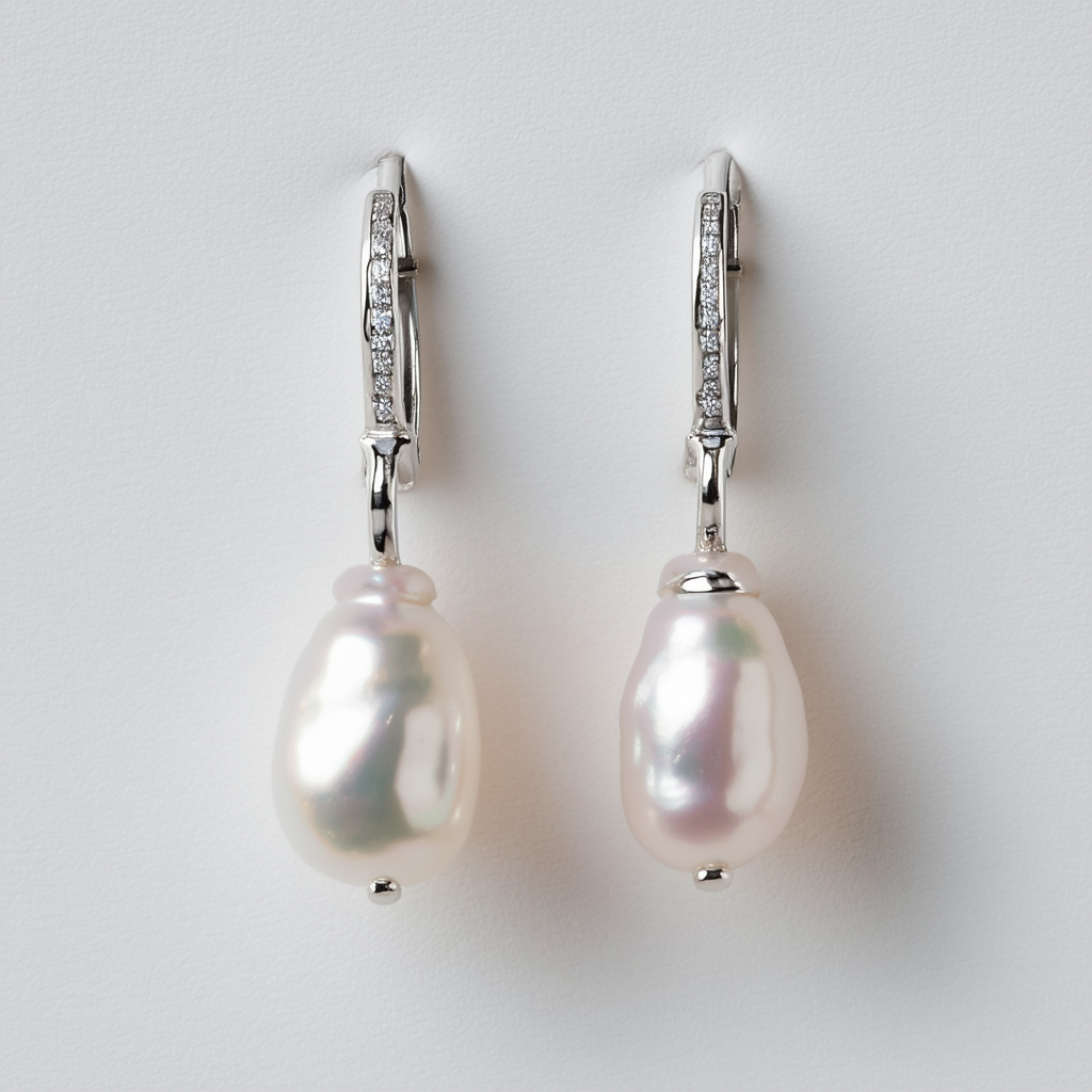 Amazon Collection 14k White Gold 3.5-9mm Cultured Freshwater Pearl Dangle Earrings