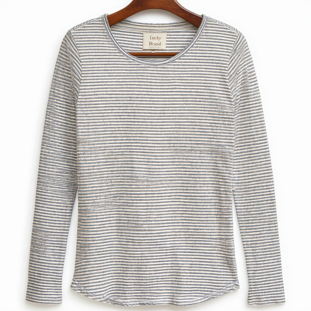 Lucky Brand Women's Long Sleeve Scoop Neck Easy Stripe Tee