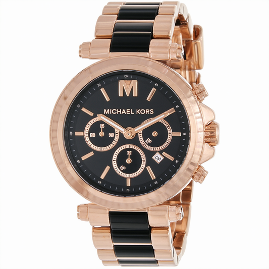Michael Kors Women's Mini Emery Watch, Rose Gold/Black, One Size