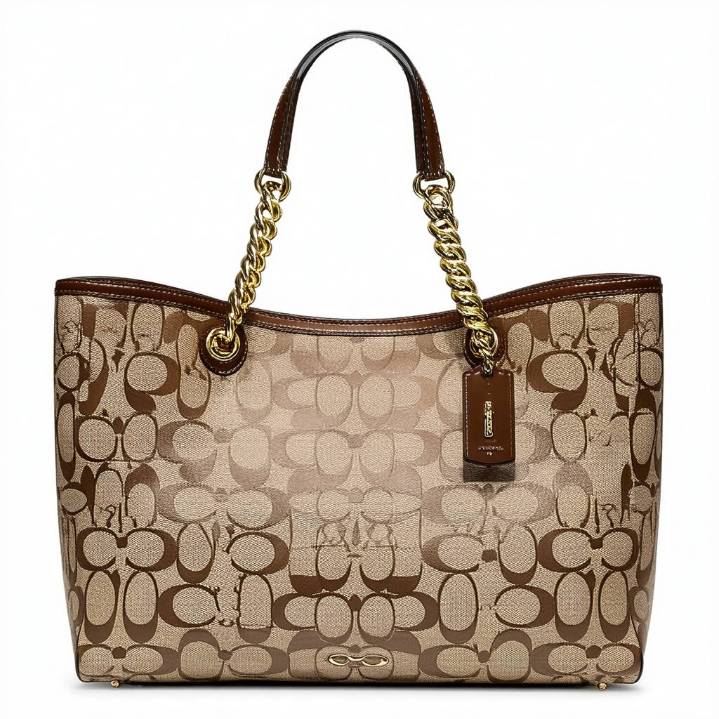 Coach Peyton Signature Chain Tote - Brown