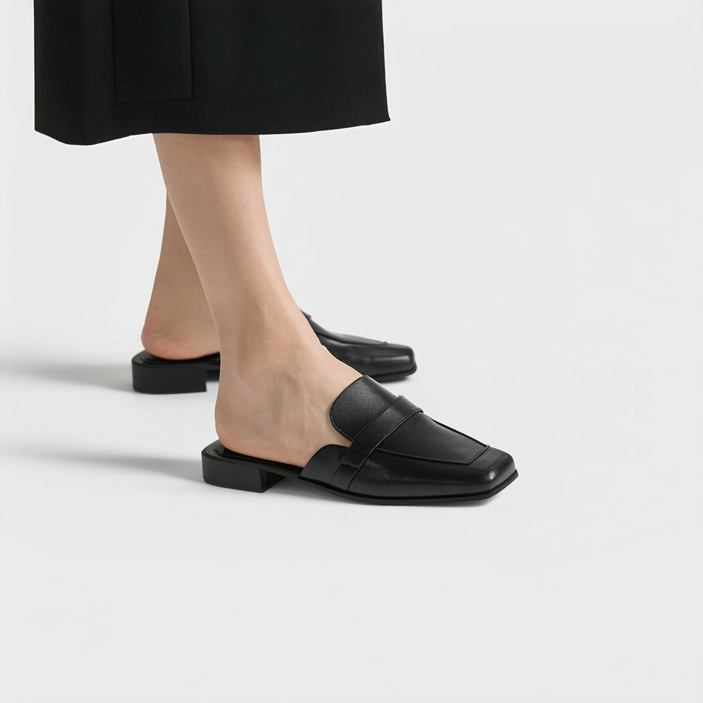Kenneth Cole Women's Glide Slide Menswear Inspired Loafer with Square Toe Leather Upper Slip-On