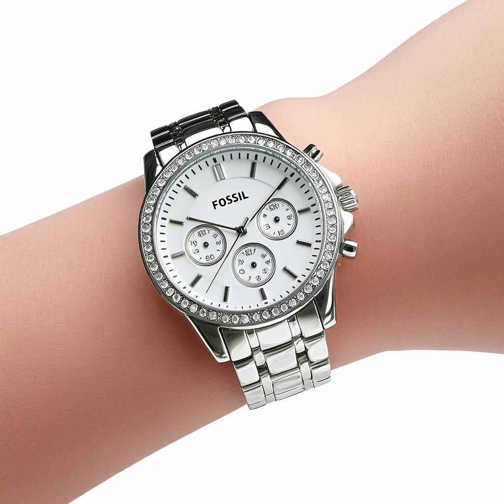 Fossil Women's ES3733 Stella Crystal-Accented Stainless Steel Watch with Link Bracelet