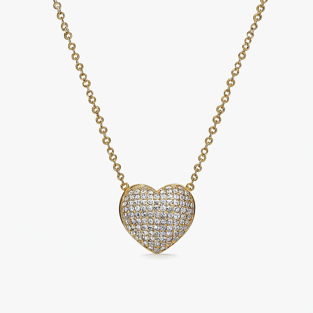 Nine West "Luxe Locket" Gold-Tone Crystal Heart Pendant Necklace, 16"