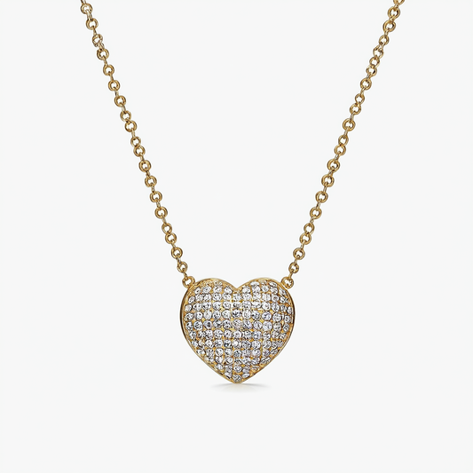 Nine West "Luxe Locket" Gold-Tone Crystal Heart Pendant Necklace, 16"